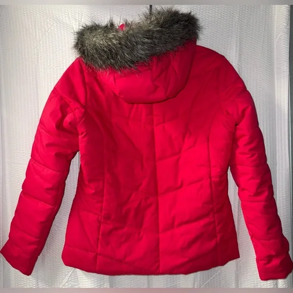 Columbia Women's bright pink ski/snow puffer jacket size M removable snap hood